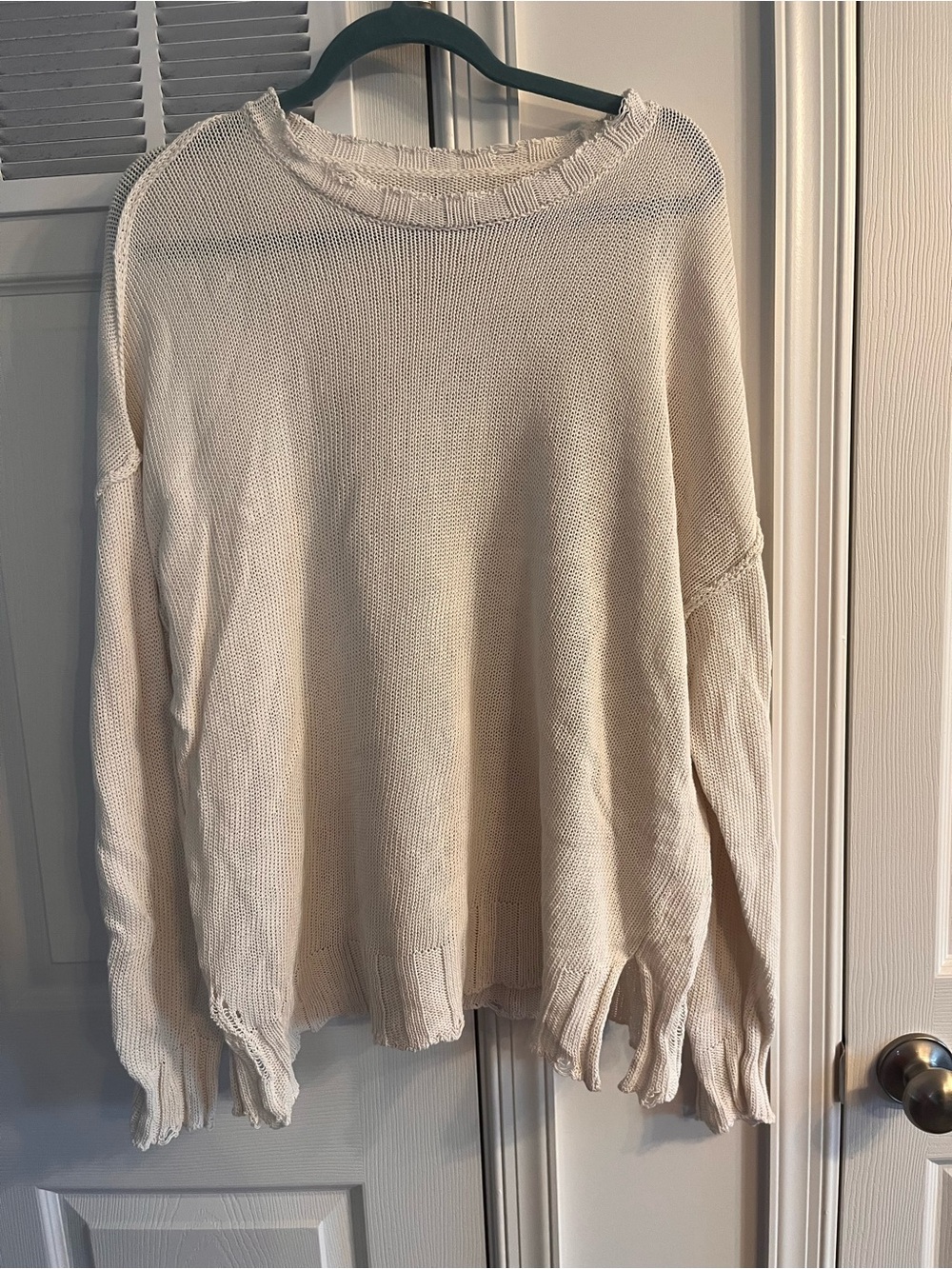 Pistola Cream Distressed Knit Sweater - Women's Oversized Pullover